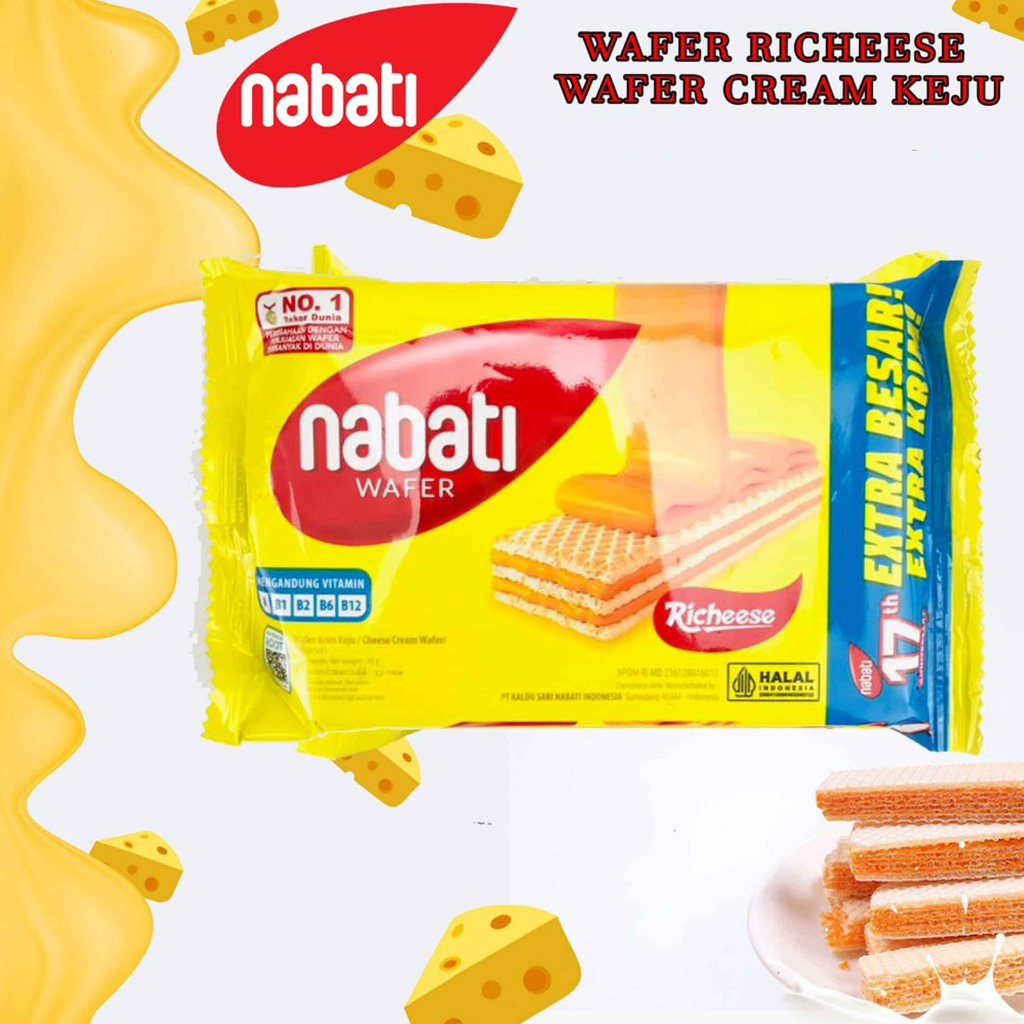 

Wafer Richeese * Nabati Wafer * Wafer Lapis Rasa Keju * 37gr