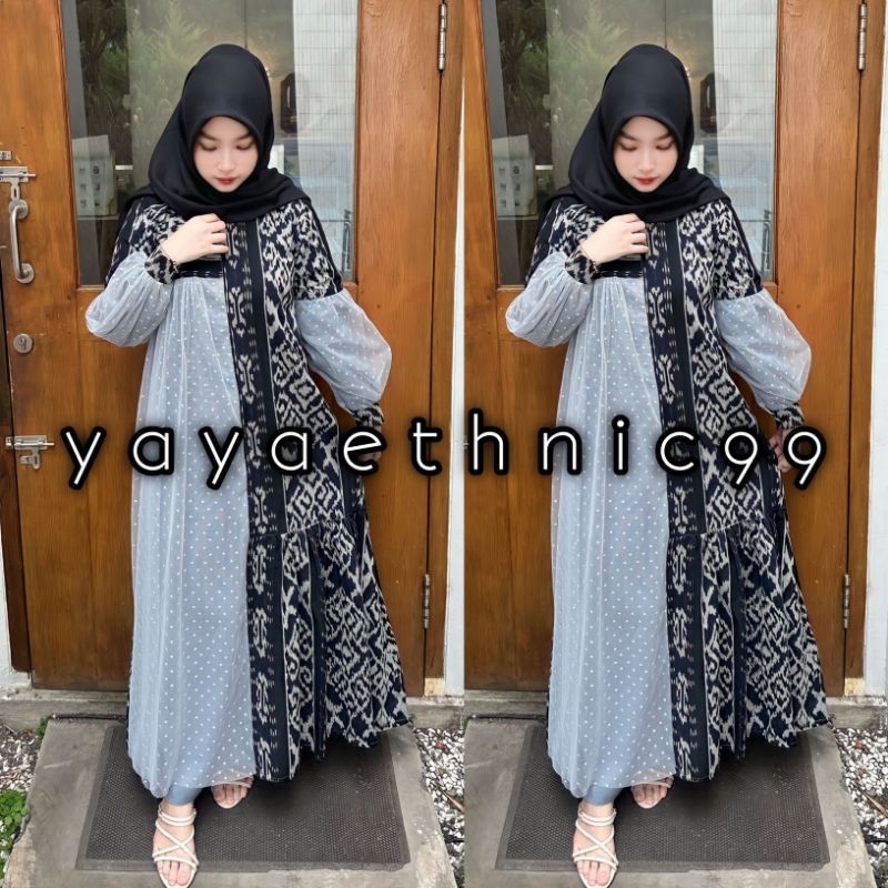 [READY STOK] Gamis raya tenun troso, gamis ethnic, raya gamis, dress raya, raya dress ethnic tenun