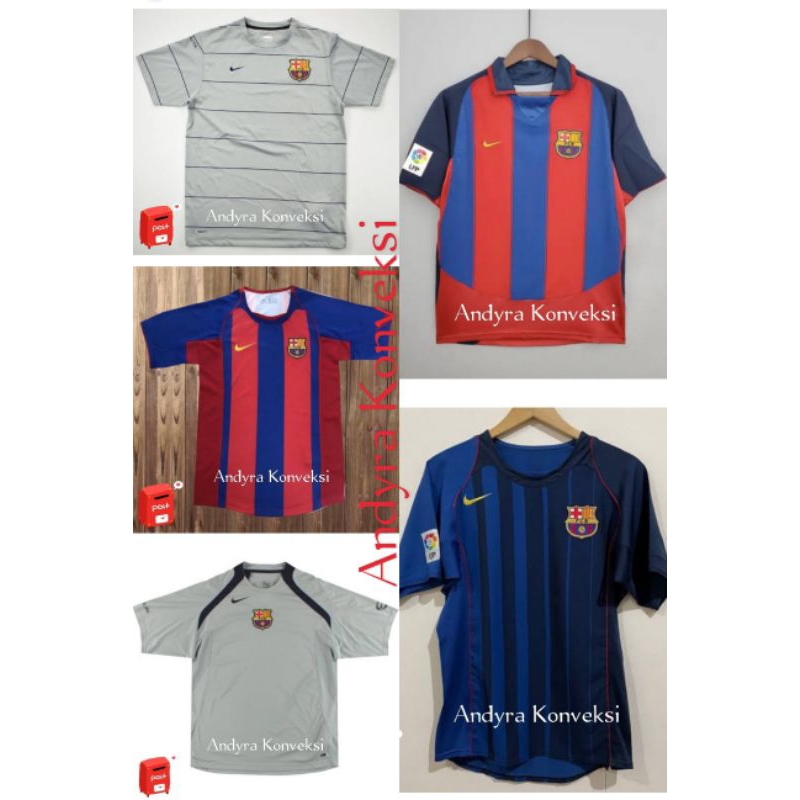 Retro Jersey Barcelona 2003 dan 2004 - FULL PRINTING - Free Custom Name set