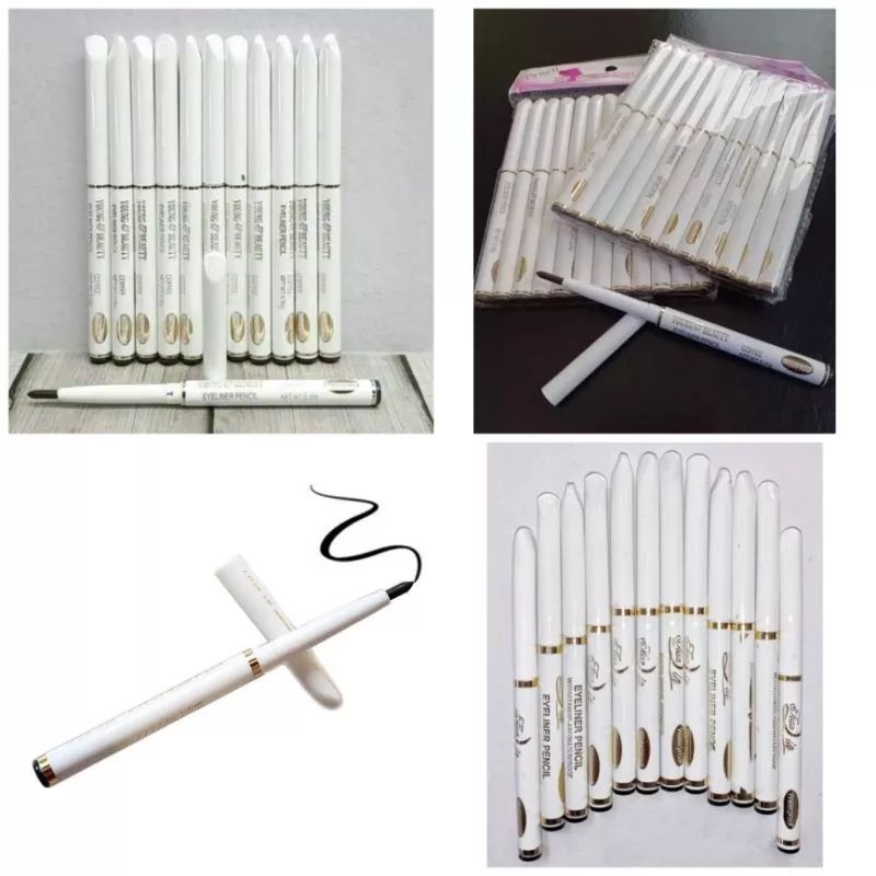 isi 12 Pensil Eyeliner / Eyeliner Putar Pencil Young Beauty FRS Waterproof Warna Hitam Coklat Putih 