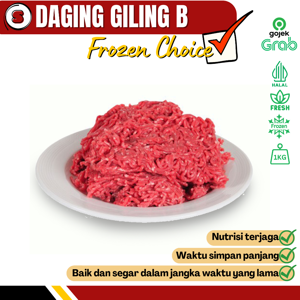 

Sapina Daging Sapi Daging Giling Cincang Premium B Murah & Halal 1kg (75/25CL)