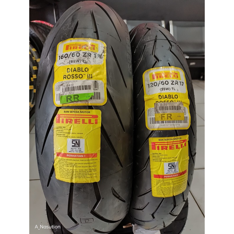 Paket Ban pirelli diablo rosso 3 ukuran 120/60-17 & 160/60-17 [IMPORT]