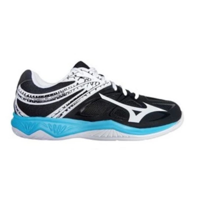 Original Sepatu Voli Mizuno Thunder Blade 2 - Black/White/Blue Atoll 