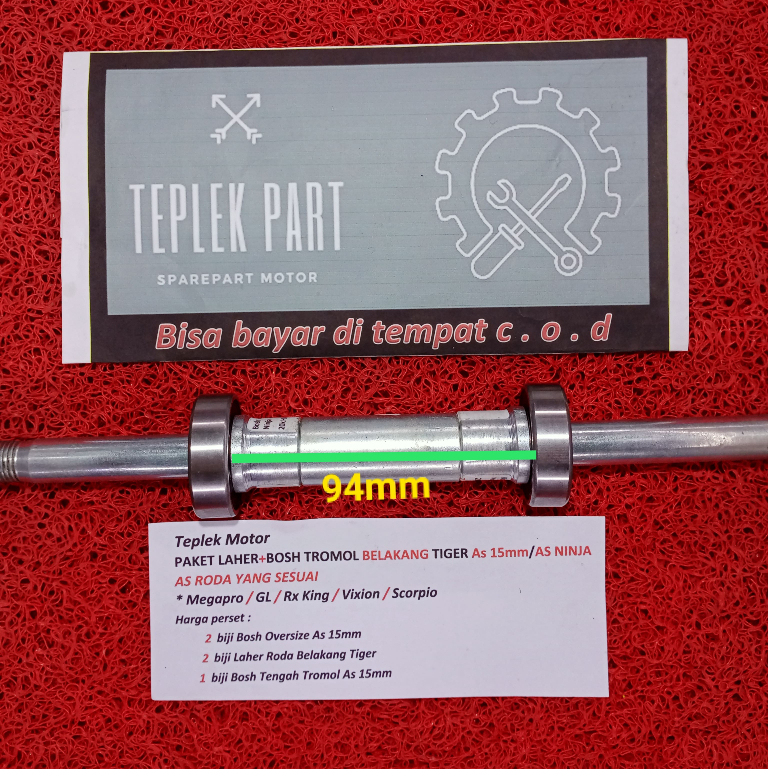 AS 15MM/PAKET/BOSH/TROMOL BELAKANG TIGER REVO TIGER/BEARING 6203/LAHER 6203