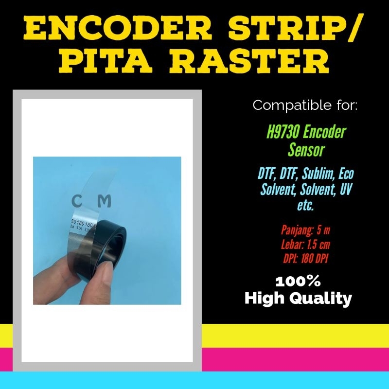 Encoder Strip Pita Raster 5000cm 5m 180DPI/LPI-15mm H9730 Mesin Outdoor Indoor XP600