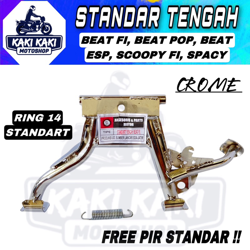 Standar Standart Jagang Cagak 2 Dua Tengah Set Pir Beat Fi Esp Pop Scoopy Spacy Ring 14 Crom Crhome