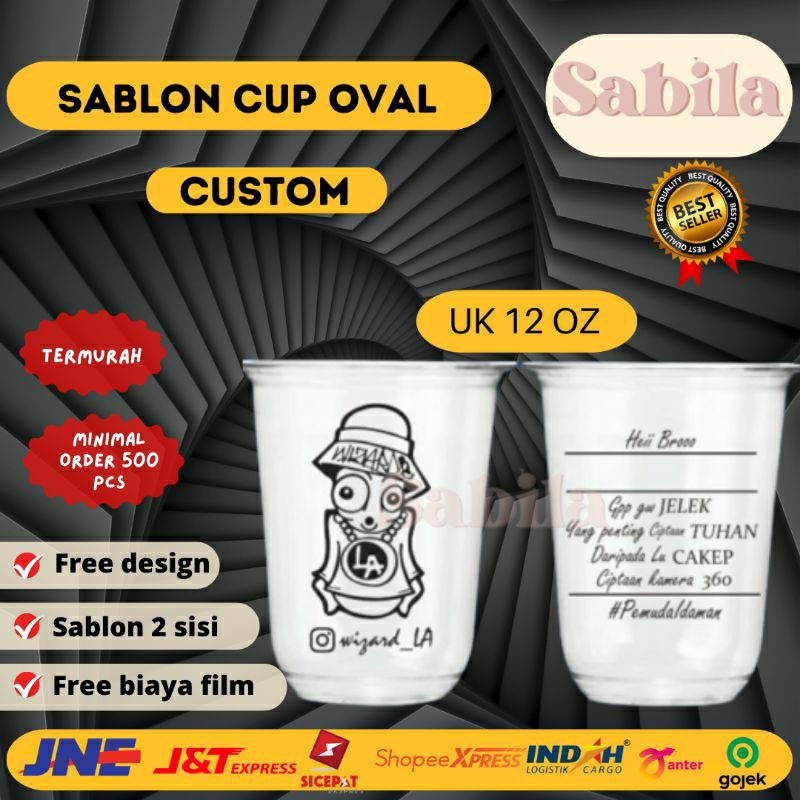 CUP SABLON CUSTOM MURAH CUP PRINTING UK- 12 OZ - FREE DESAIN