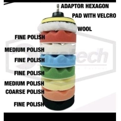 busa bulu polish poles 7 inchi foam wool velcro 180mm adaptor m14 10pcs