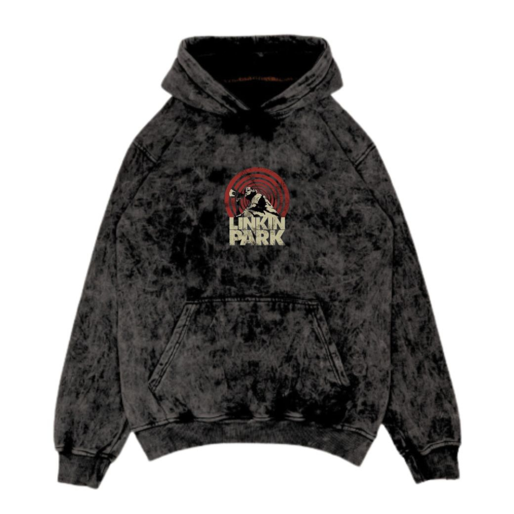 Pullover Washed Hoodie Black Wosh