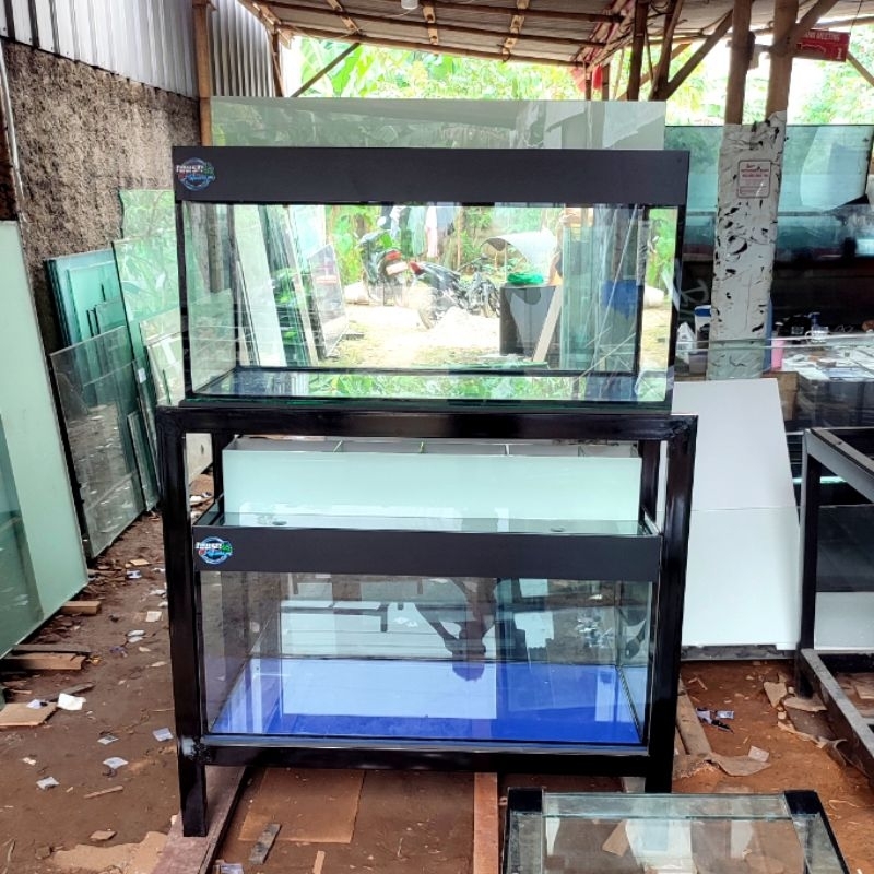 PAKET AQUARIUM 100X50X50 FULL 8MM RAK HOLO 4X6