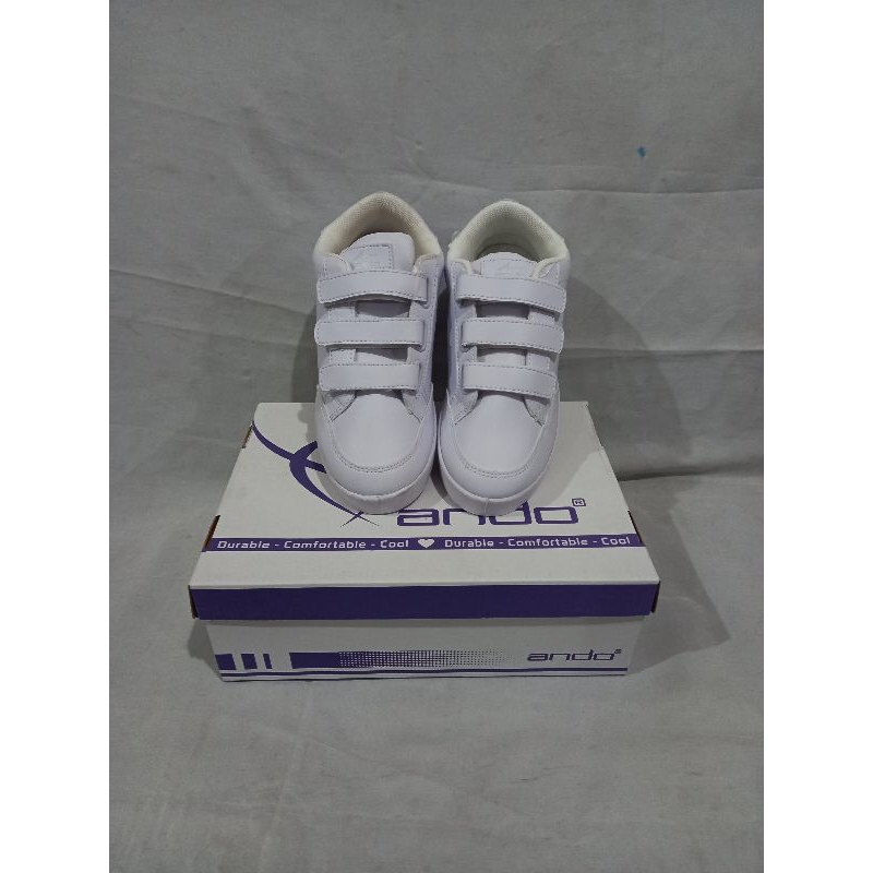 Sepatu casual sneakers wanita perekat ANDO ORIGINAL LAYYA PUTIH