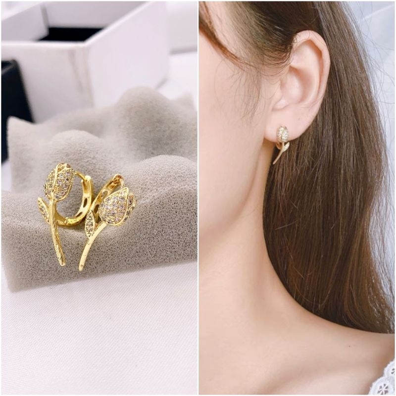 Anting Titanium asli mirip emas asli Premium Quality Anti Karat Anti Alergi Anting Stainless steel Ori At950