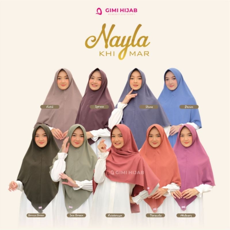 Nayla Khimar hijab instan bahan arabella crepe by gimi hijab