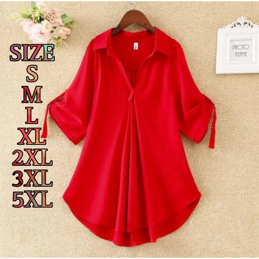 ZOLA Tops Blus Big Size  / S M L XL XXL 3XL 5L / Atasan Kemeja Blus Wanita Jumbo / Korean Style