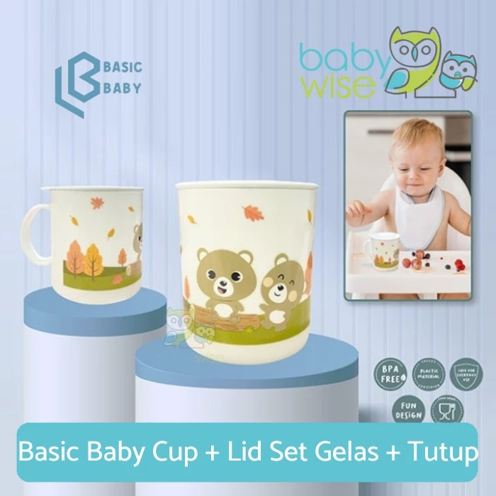 Basic Baby Cup + Lid Set Gelas + Tutup - Cangkir Minum Anak