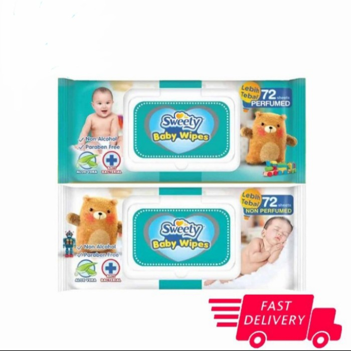 tisu basah bayi tissue sweety 72's perfumed dan non perfumed