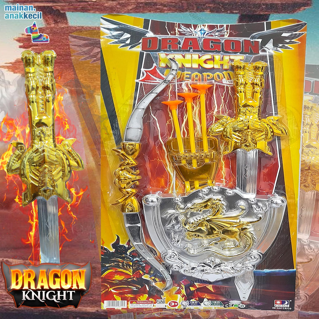 Mainan anak pedang perisai tameng panah dragon knight weapon set