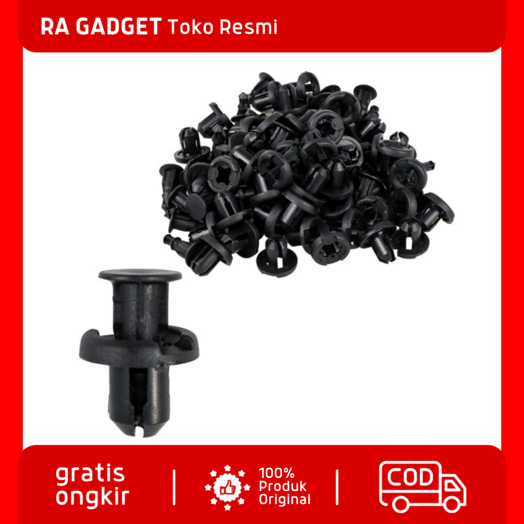 Klip Kancing Plastic Car Buckle Rivet 20 x 13 mm 50 PCS / Klip Kancing Bemper Paku Baud Rivet Ripet 