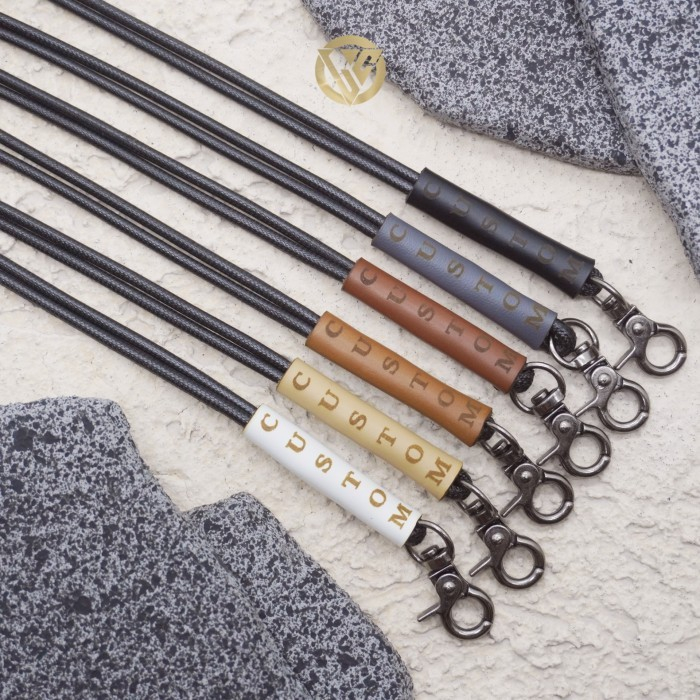 

RK Lanyard Leather Custom Nama - Lanyard kulit Grafir - Kalung Name Tag