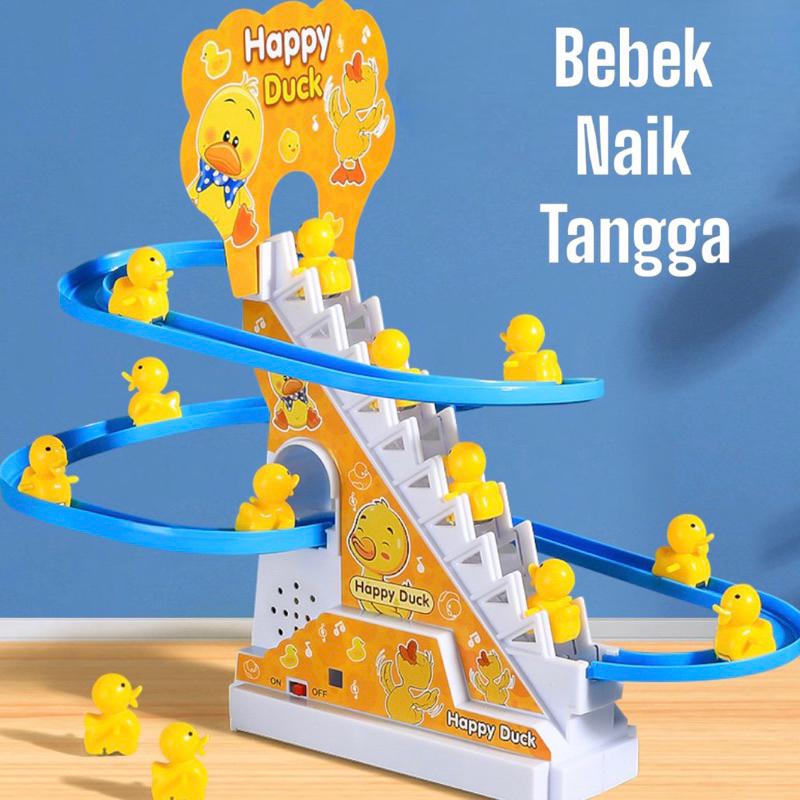 Mainan Bebek Naik Tangga - Mainan Bebek Perosotan - Mainan Small Duck Train Track -  Kereta Bebek Tangga Seluncur Musik Track - Funtoy Mini Perosotan Bebek - Duck Music Track LED