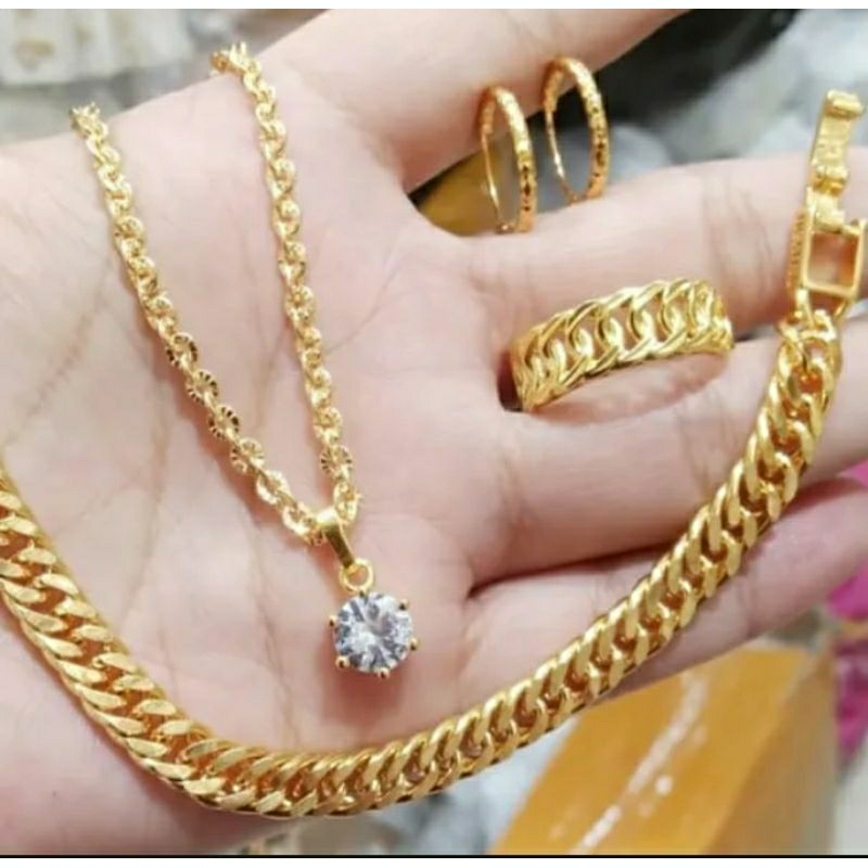 Set perhiasan asli emas muda berat 3,09 kader 735% free surat
