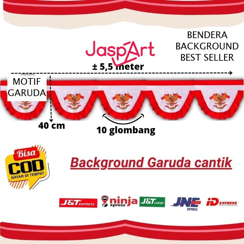 BACKGROUND GARUDA JADUL 10 Gelombang Bekron Merah Putih - Background umbul umbul Bekron Bendera Gelombang HUT RI 17 Agusutus