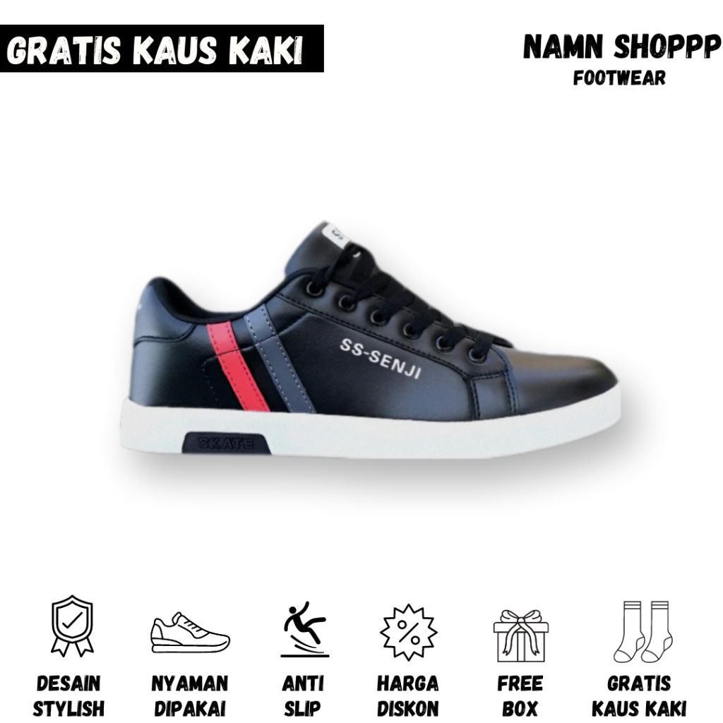 Sepatu Sneakers Pria Laki Laki Dewasa Cowok Casual Murah Keren Buat Jalan Jalan Sekolah Kuliah Warna