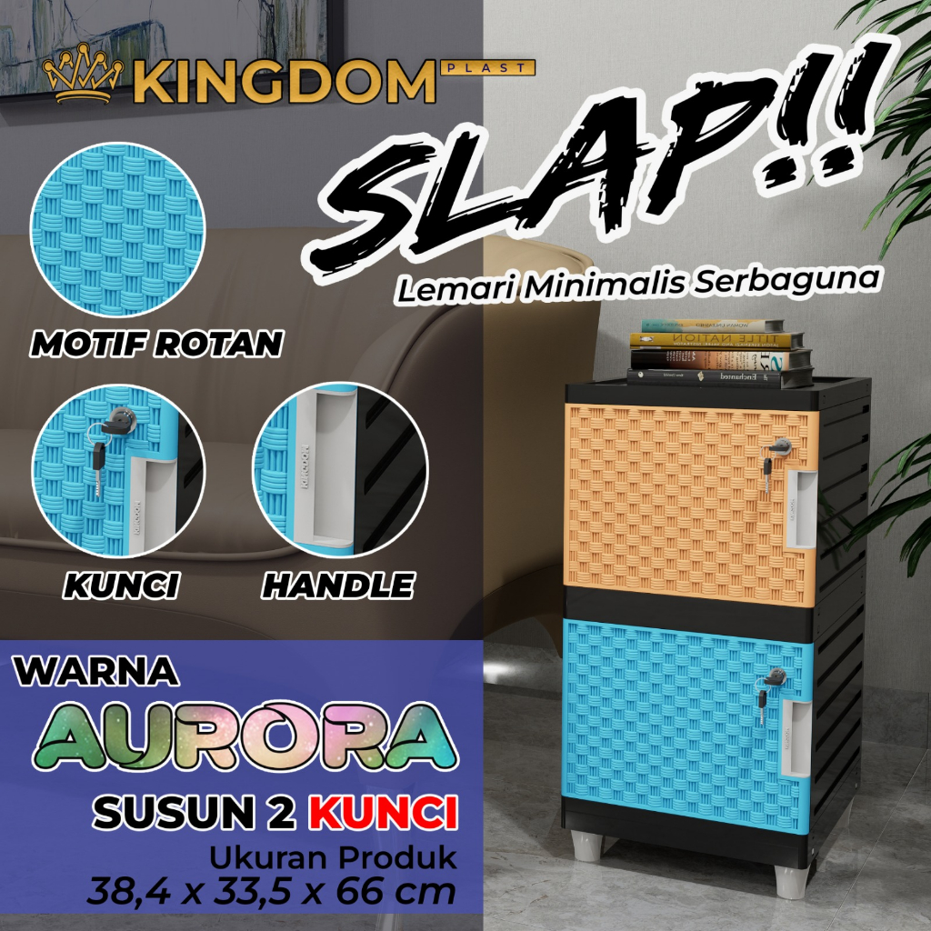 SLAP AURORA LEMARI PAKAIAN MINIMALIS KINGDOM SLAP HITAM KUNCI LEMARI SWING LACI PLASTIK LEMARI BAJU ROTAN