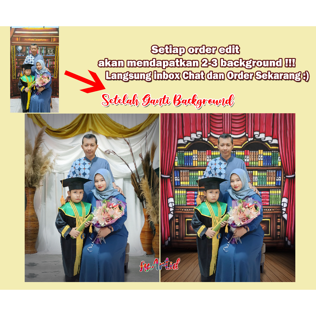 Ganti Background/Edit Pas Foto/Edit Background Wisuda/Edit Foto/Edit foto keluarga/watercolor/Edit f