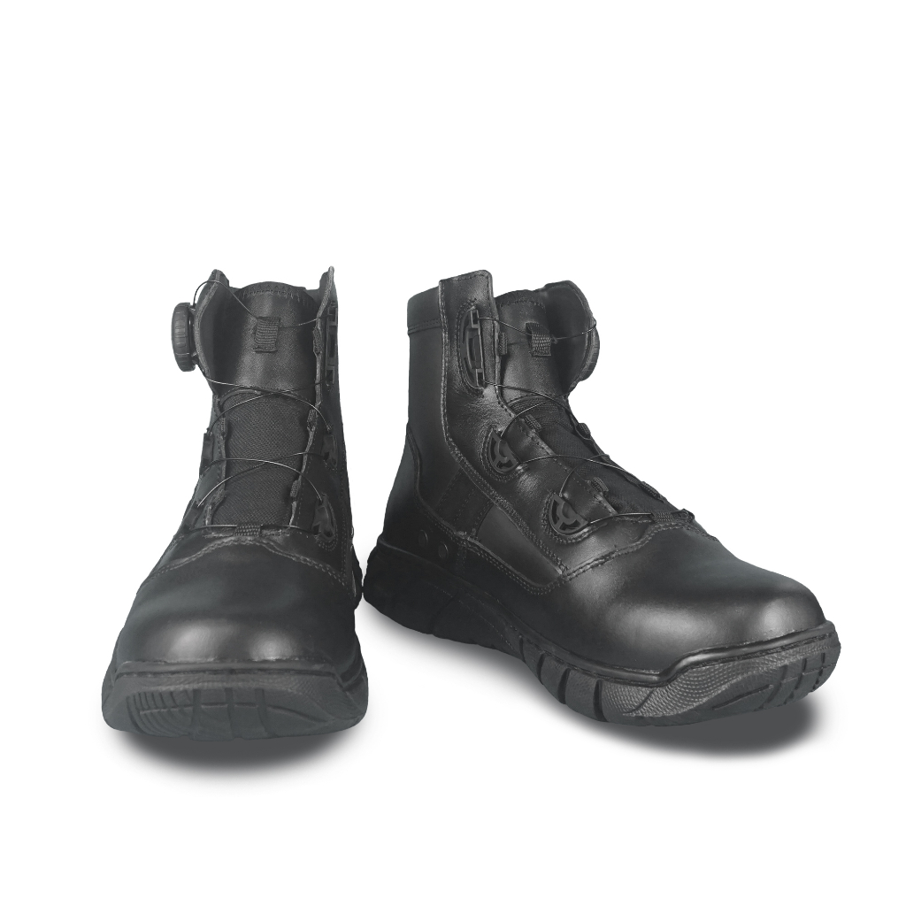 Sepatu Pria warna hitam Standart Jatah TNI POLRI KEMHAN sepatu PDL Tactical Tali Putar Mactans Merk 