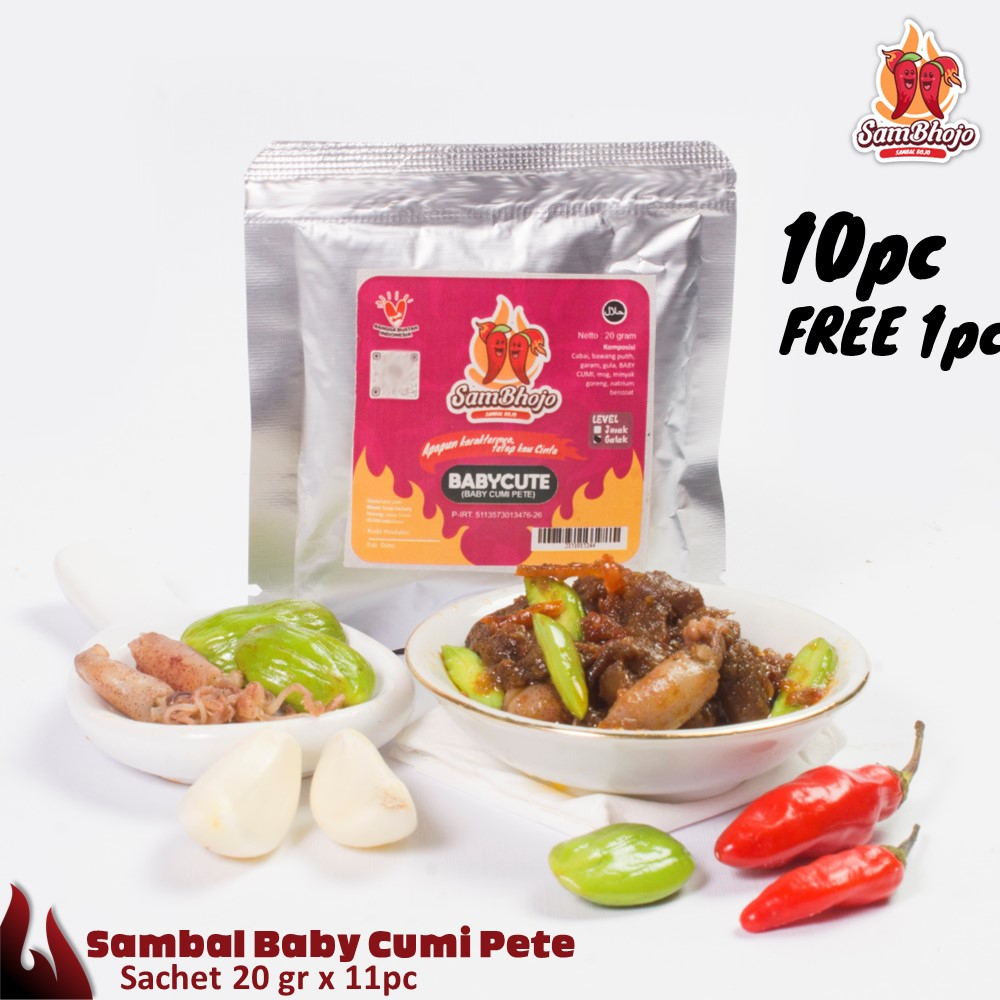 

SamBhojo - Sambal Baby Cumi Pete (Bojo Baby Cute) Paket 10 Sachet, Gratis 1