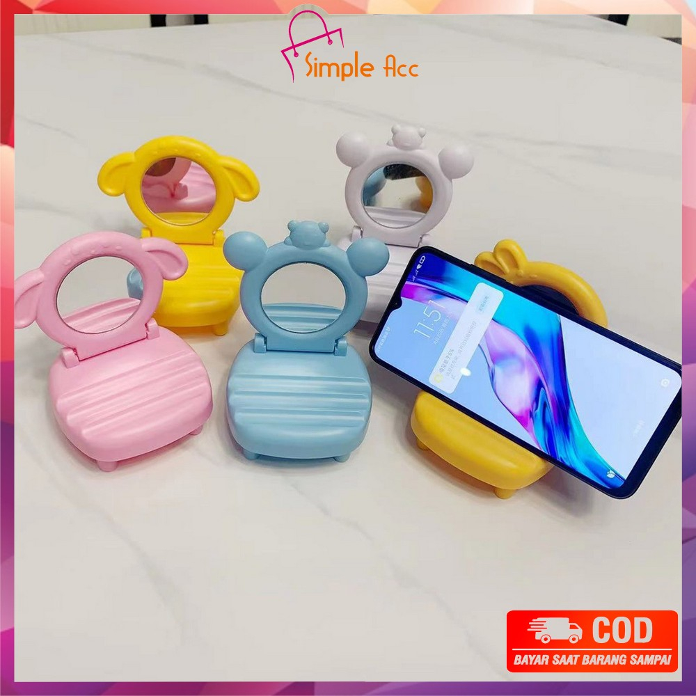 DO-C870 Stand Holder HP Lipat Motif Meja Rias ada Cermin / Dudukan Hp Model Kursi Lipat / Holder Smartphone Model Meja Rias HP Lipat Standing