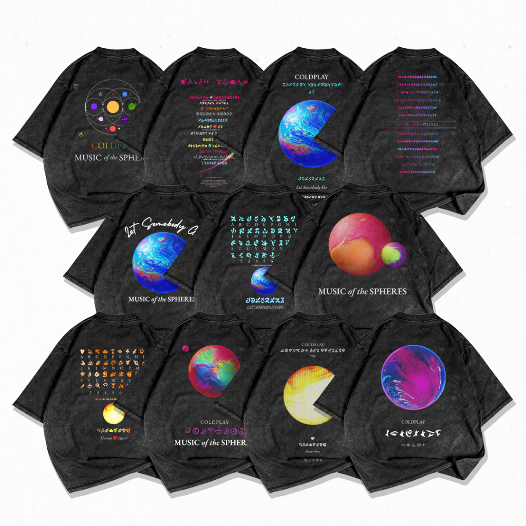 Kaos Oversize Washed Coldplay Music of the Spheres | Washed T-Shirt | Kaos Band Coldplay | Kaos Cold