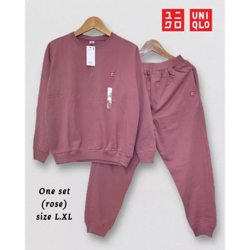 One set sweater UNIQLO | Setelan Training | Setelan pakaian olahraga wanita