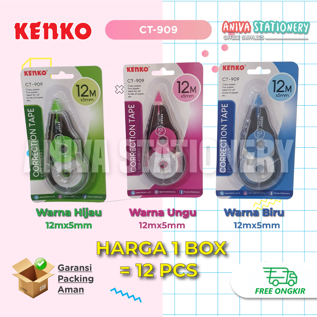

KENKO CT-909 TIP EX KERTAS CORRECTION TAPE ISI PANJANG 5mm x 12m