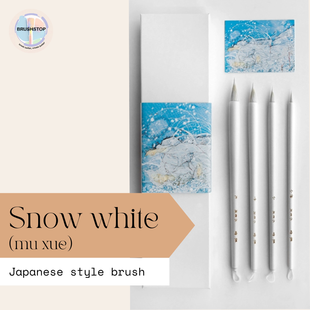 

Kuas lukis Jepang sintetik warna putih Japanese style brush Mu Xue