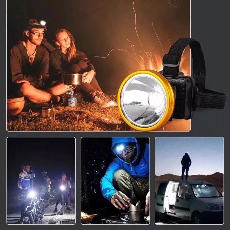 Senter Kepala Head Lamp Cahaya Putih / Senter Kepala 1 Mata USB Rechargeable Nyala Putih