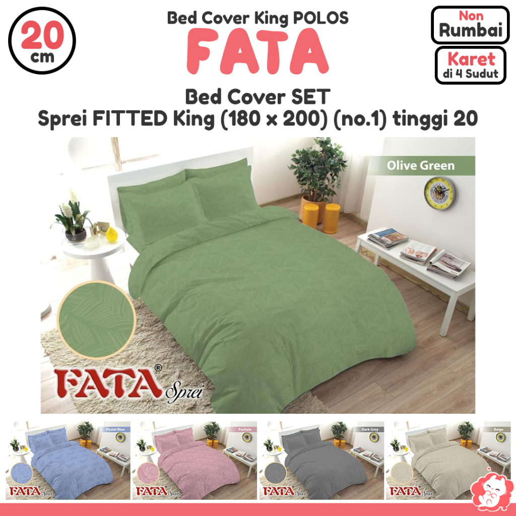 [POLOS] Bed Cover SET SPREI FLAT King (180 x 200) (no.1) FATA
