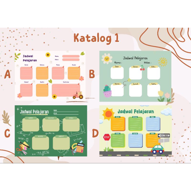 POSTER JADWAL PELAJARAN/JADWAL PIKET/STRUKTUR ORGANISASI KELAS