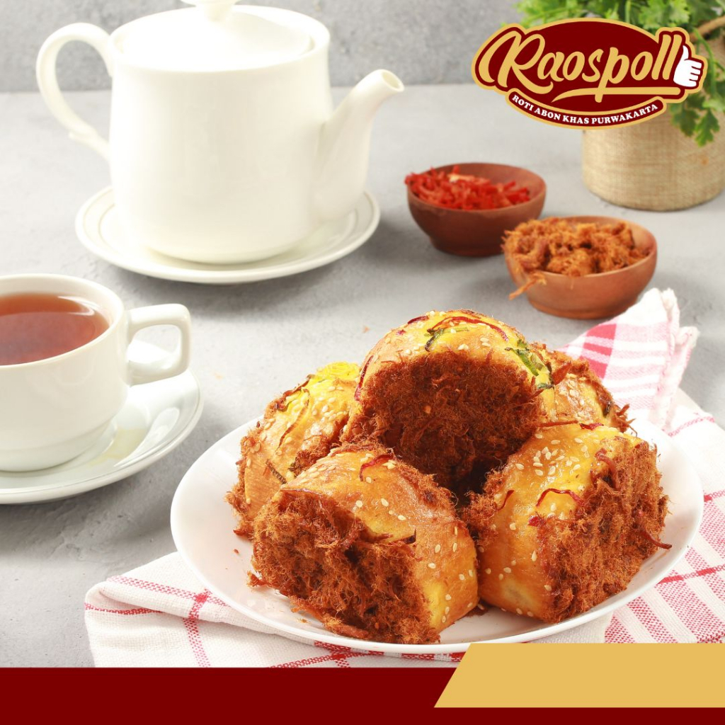 

Raos flossroll roti abon gulung khas Purwakarta varian abon ayam original kemasan kecil isi 5 pcs