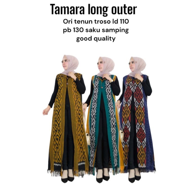 Tamara long outer tenun - outer tenun wanita - baju kondangan tenun wanita - long dress wanita asli 