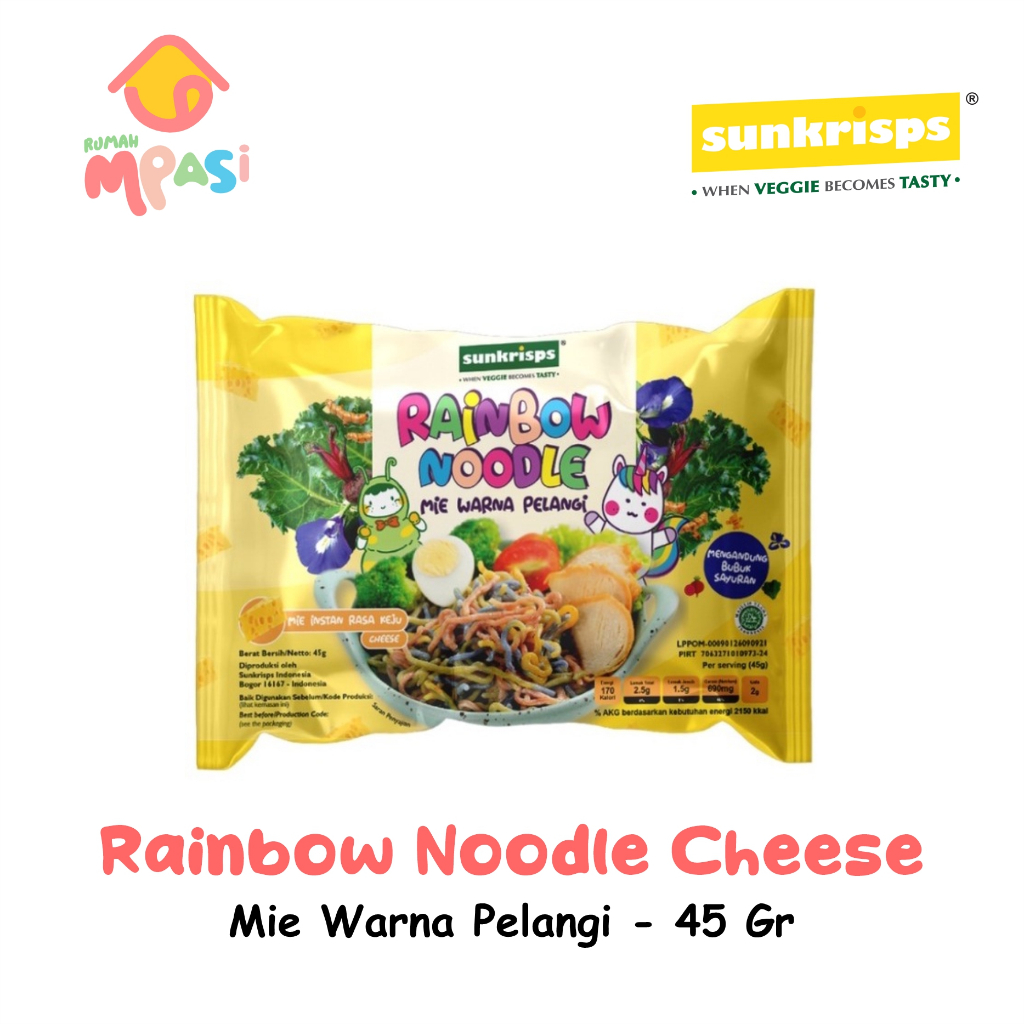 

Sunkrisps Rainbow Noodle Mie Sehat Pelangi Rasa Keju - 45 Gram