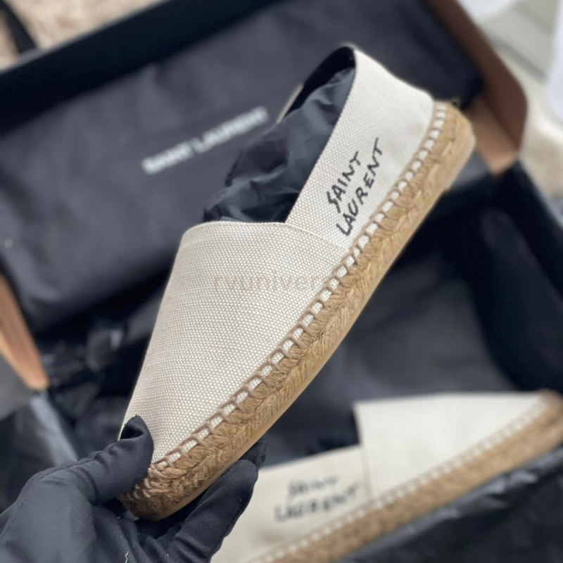 Sepatu YSL Saint Laurent Canvas Espadrilles White Original