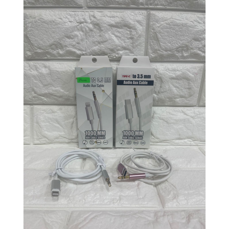 Kabel Jack AUX /Audio Lightning To Jack 3.5mm 1 Meter /type c /sambungan ke salon speaker