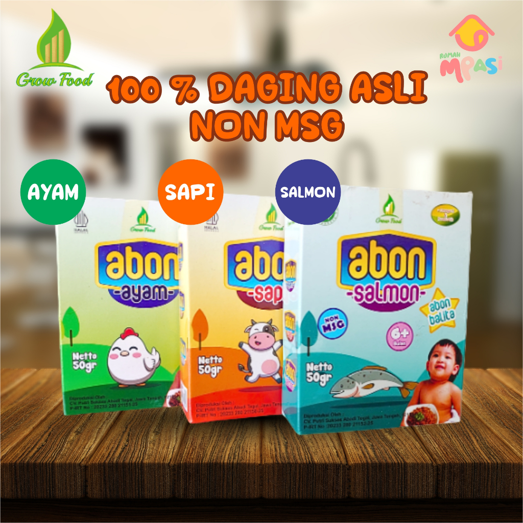 

ABON BALITA Grow Food Abon Daging Asli untuk Balita / Bayi 6 Bulan Keatas NON MSG - 50 Gr