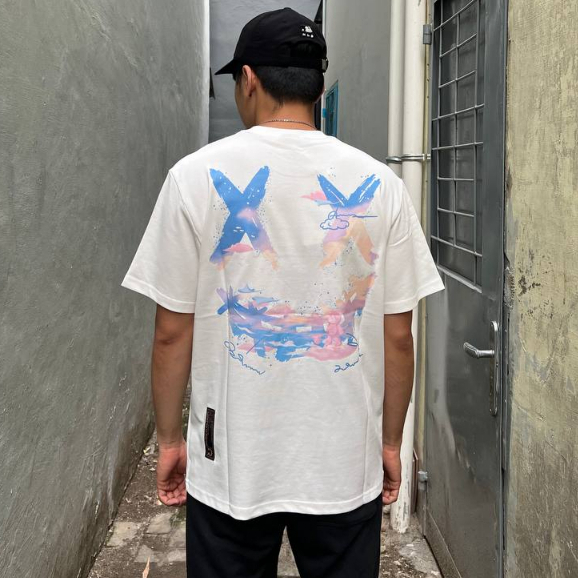 Ricky is Clown RIC Cyan/Pink Clown Face White Tee ORIGINAL