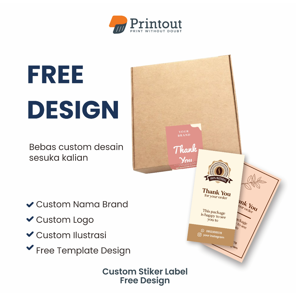 PRINTOUT Stiker Seal Custom Segel Box Pengiriman Paket Anti Air Tidak Mudah Robek - Sticker Seal Box