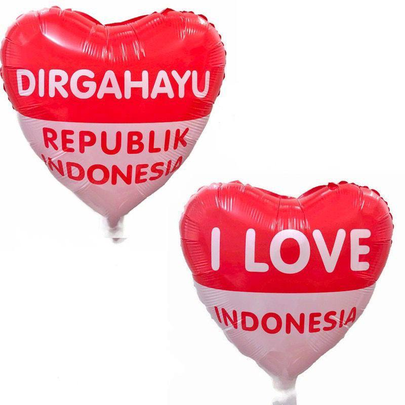 Balon Bulat HUT RI / Balon Foil Dirgahayu RI / Balon I Love Indonesia