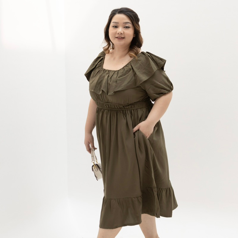 Eclaire -  Rose Dress Normal Grande Bigsize | Dress Linen Wanita Casual Korea S-L XL XXL Jumbo