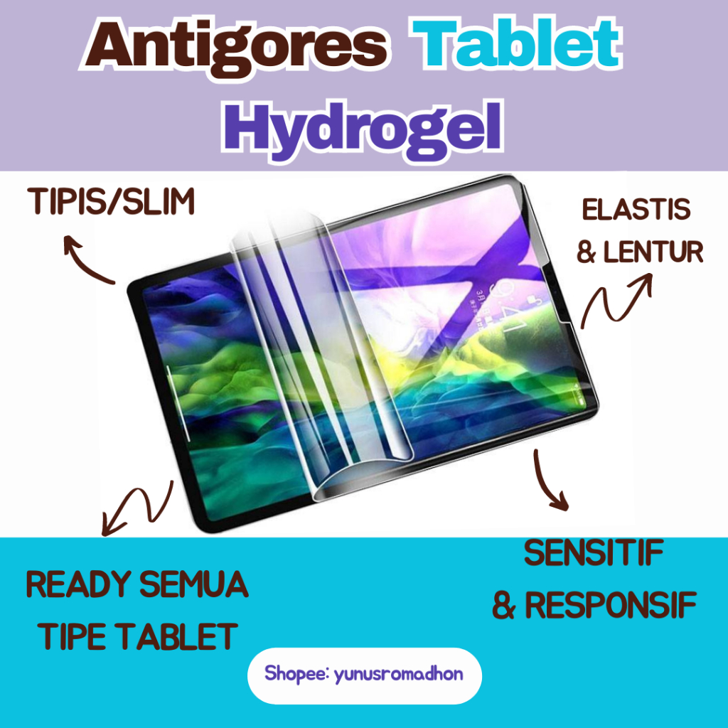 Anti Gores Hydrogel TAB Tablet Samsung Galaxy Tab 3 A A2s A7 A8 S3 S6 Lite Active 4 Pro Note 2014 2016 2017 2019 2022 Screen Protector Hidrogel Film Hydroguard TPU Basic Quality TG